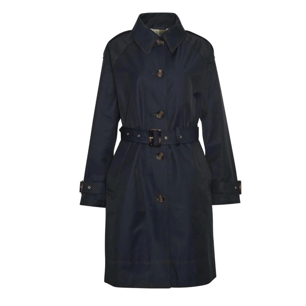 Barbour Navy Belted Trench Coat